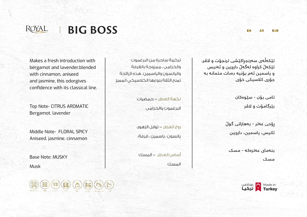 Big Boss Fragrant Oil Details